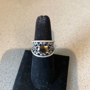 Smoky Quartz vintage style ring